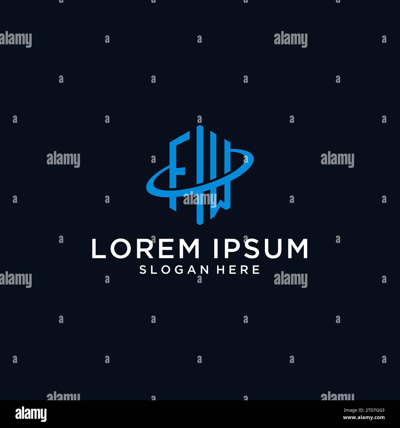 Logo monogramme FM initial avec forme hexagonale et idées de design Swoosh Illustration de Vecteur