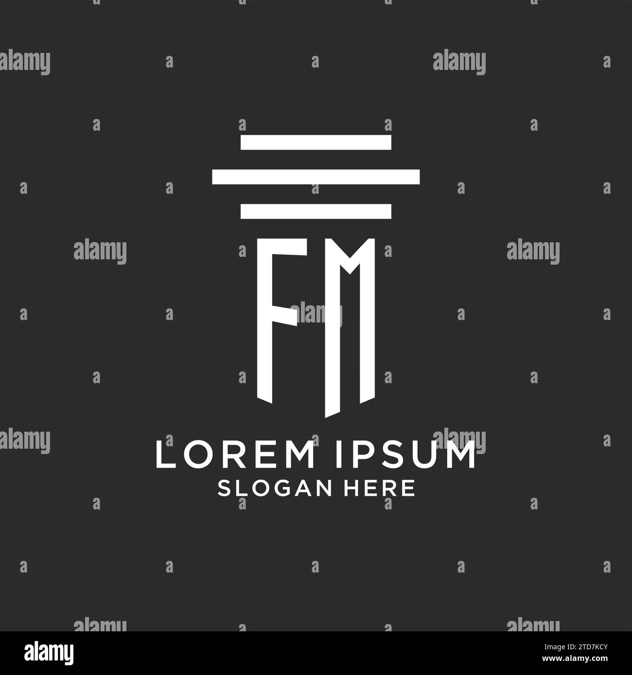 Initiales FM avec conception simple de logo de pilier, graphique vectoriel de logo de cabinet juridique créatif Illustration de Vecteur
