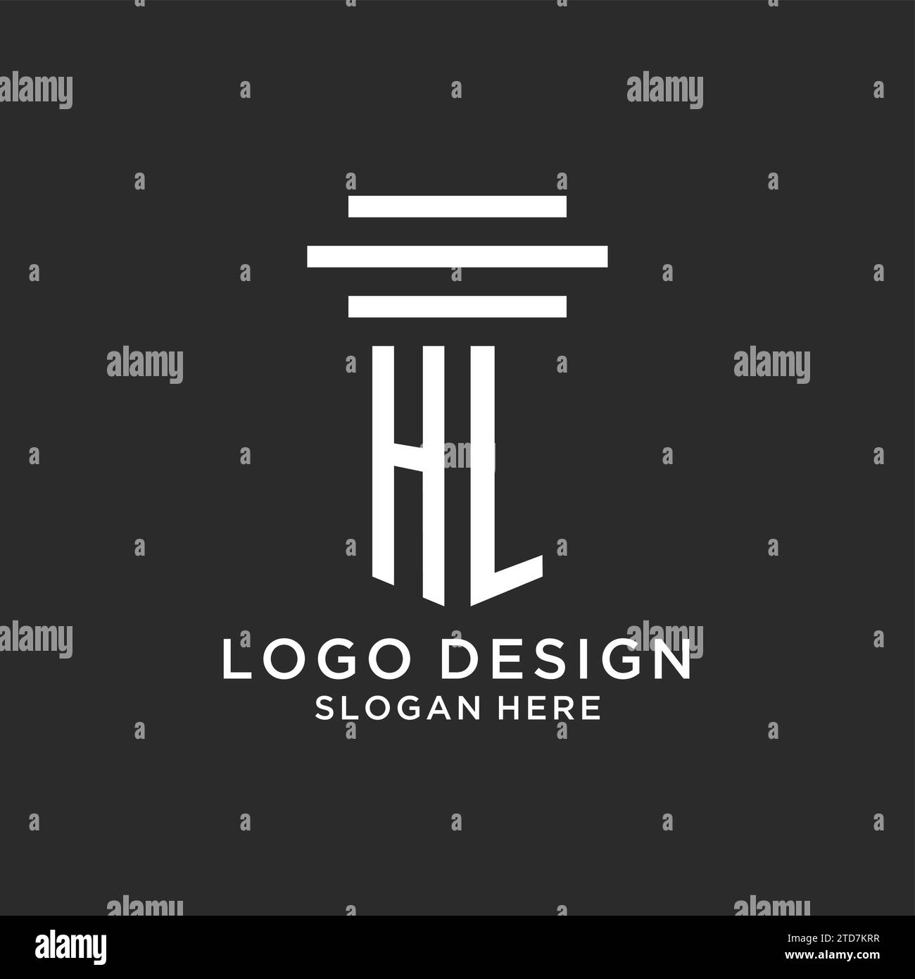 Initiales HL avec conception simple de logo de pilier, graphique vectoriel de logo de cabinet juridique créatif Illustration de Vecteur
