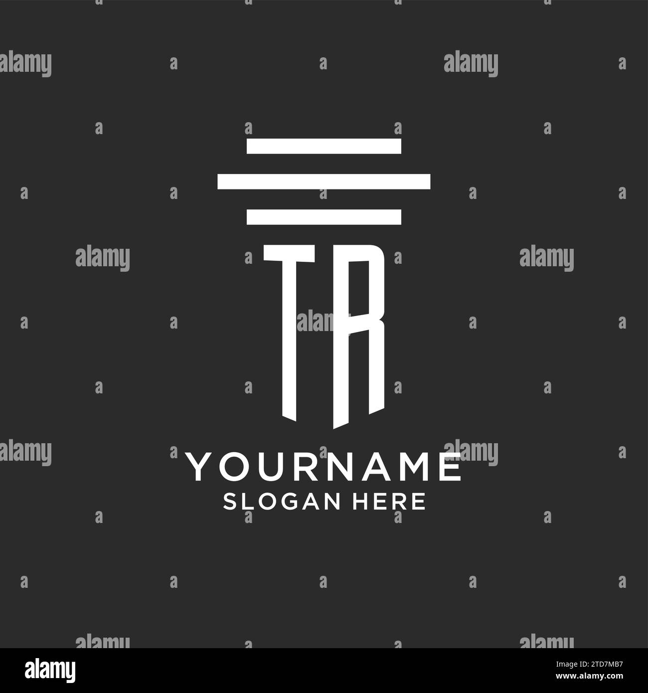 Initiales TR avec la conception simple de logo de pilier, graphique vectoriel de logo de cabinet juridique créatif Illustration de Vecteur