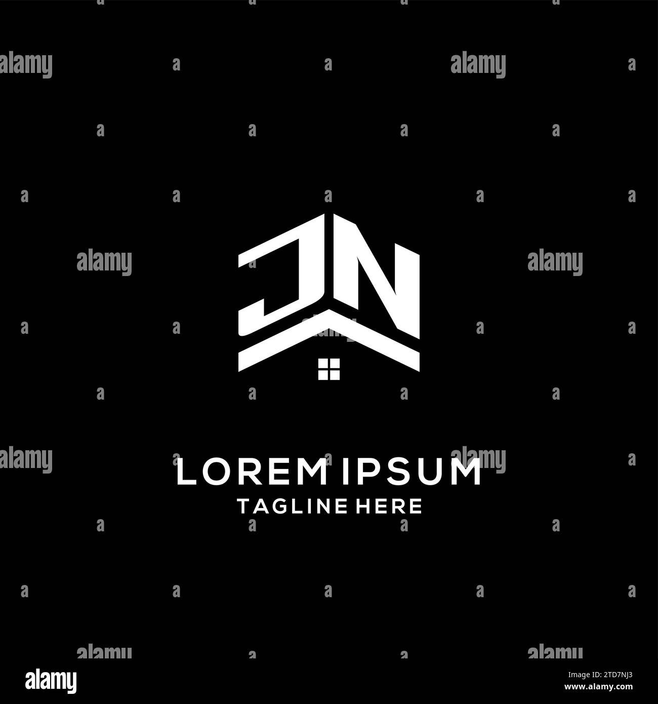 Logo JN initial avec toit de maison abstrait, graphique vectoriel de conception de logo immobilier simple et propre Illustration de Vecteur