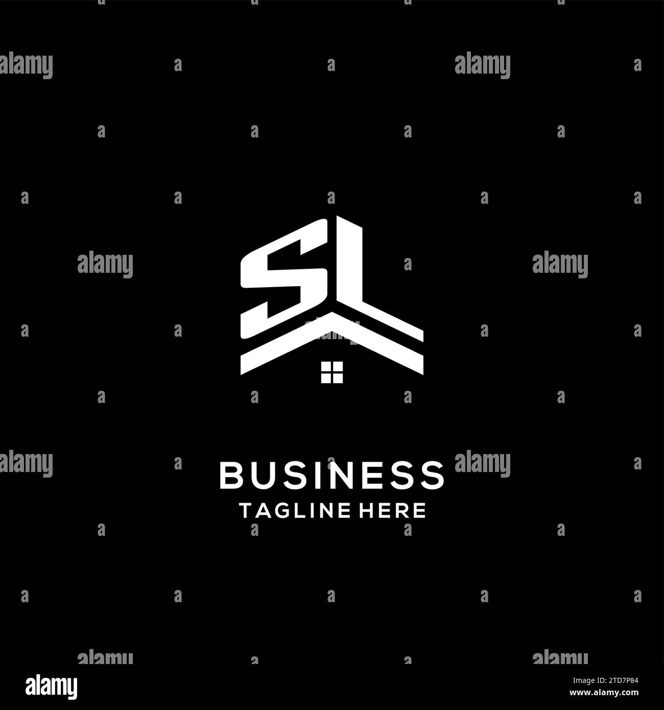 Logo SL initial avec toit de maison abstrait, graphique vectoriel de conception de logo immobilier simple et propre Illustration de Vecteur