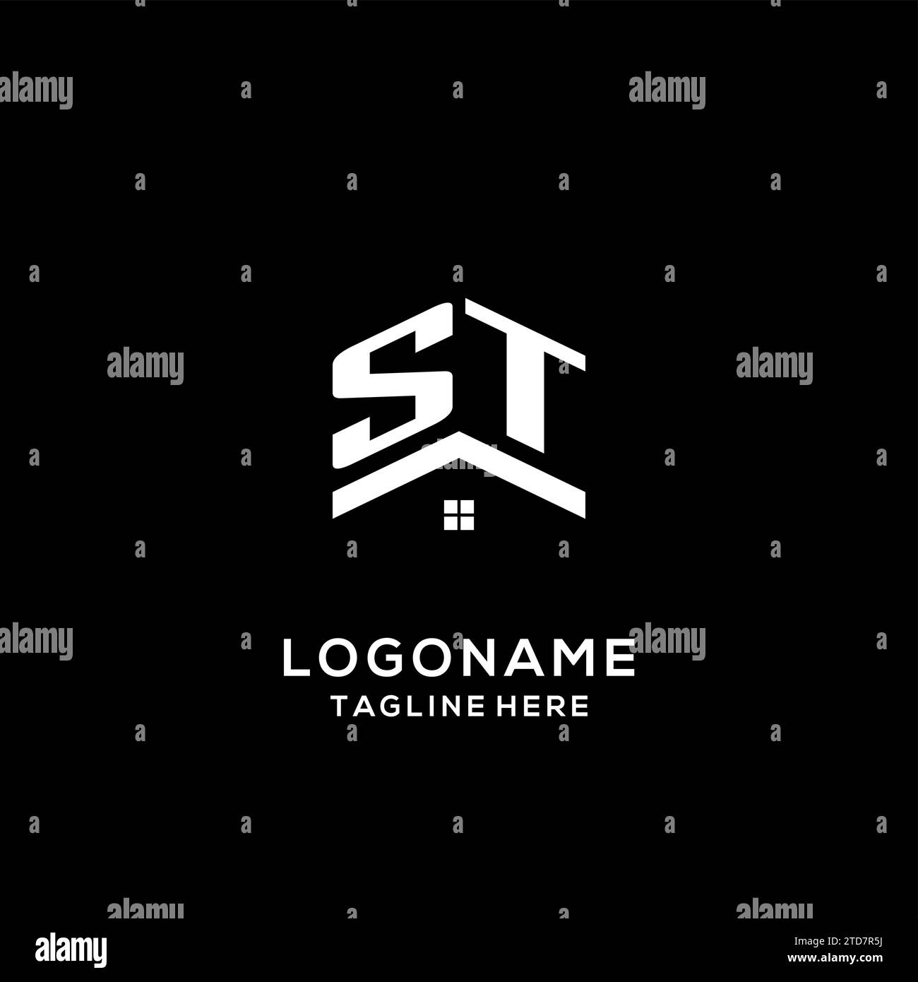 Logo ST initial avec toit de maison abstrait, graphique vectoriel de conception de logo immobilier simple et propre Illustration de Vecteur