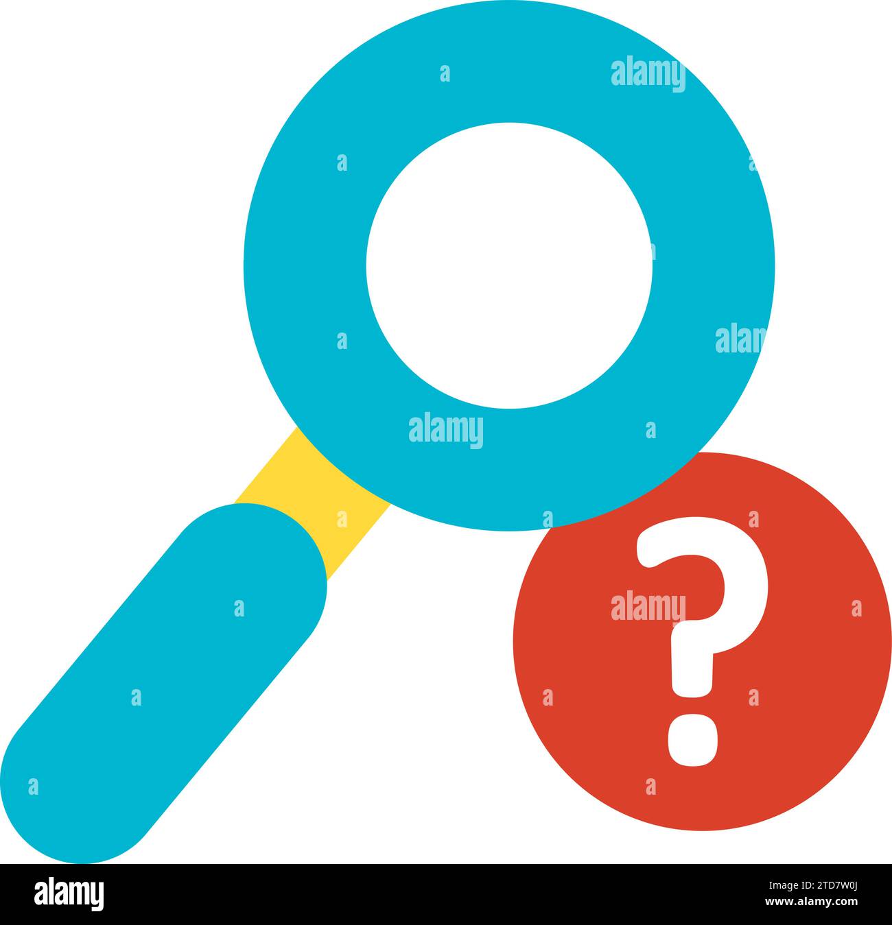 Loupe outil de recherche de réponse à la question, symbole plat d'organisation de processus d'affaires. Pictogramme de la page web de recherche et d'analyse. Simple fla Illustration de Vecteur