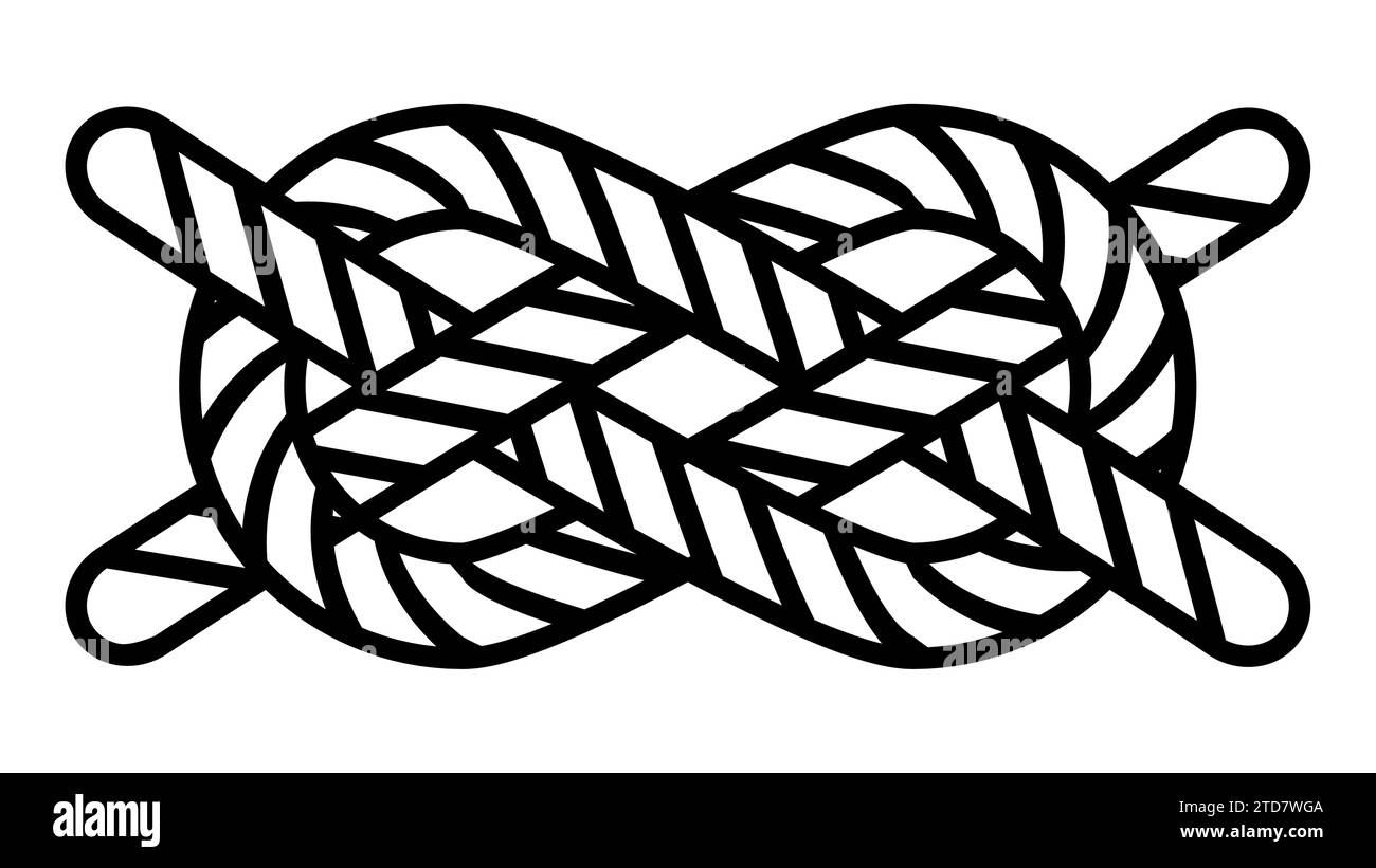 Nœud de mer noué, icône fixant la corde pour tricoter le nœud de mer Illustration de Vecteur