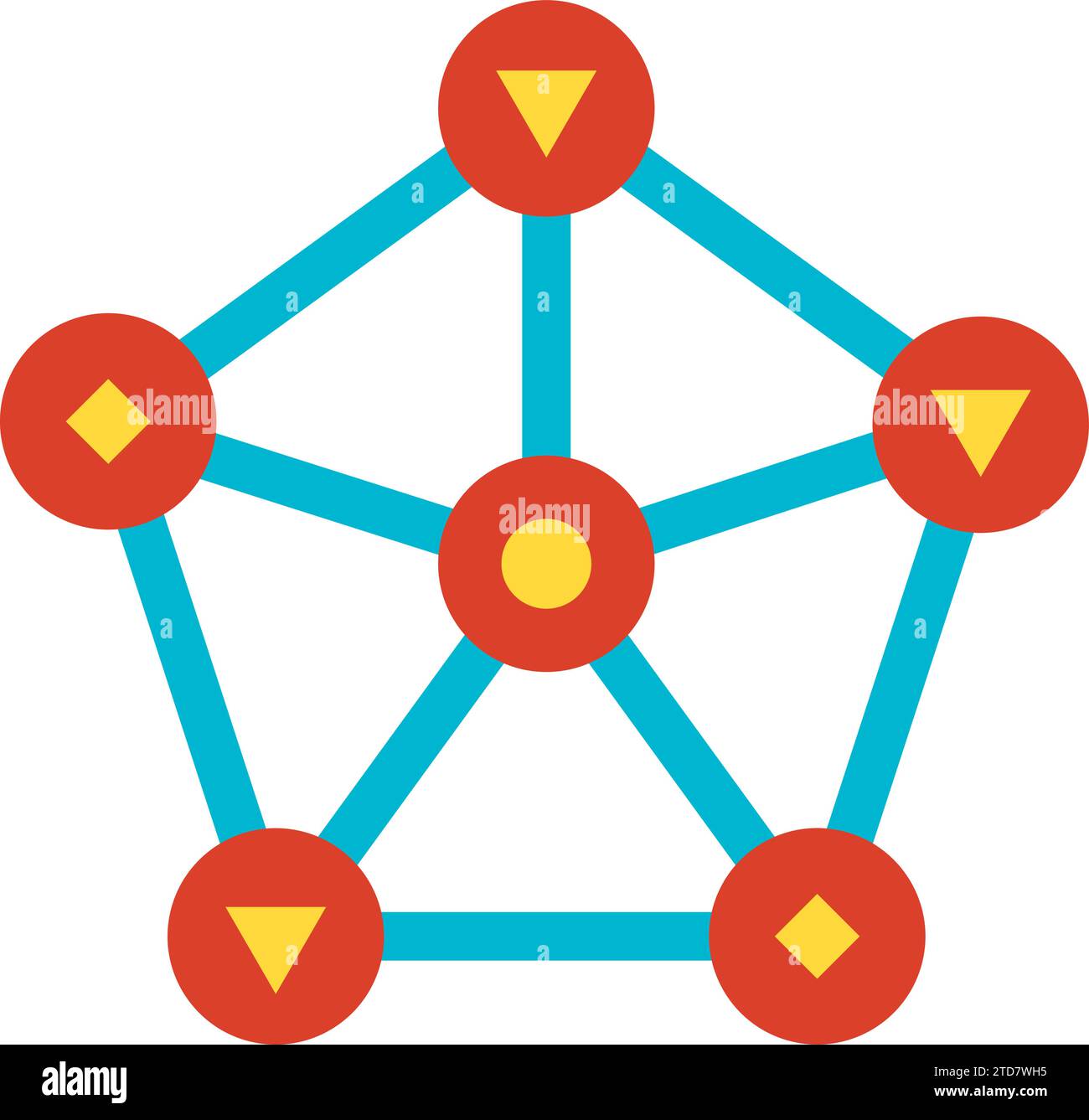 Structure d'entreprise de la hiérarchie d'entreprise. Relation entre les éléments de production, symbole plat d'organisation des processus métier. Simple icône de couleur plate Illustration de Vecteur
