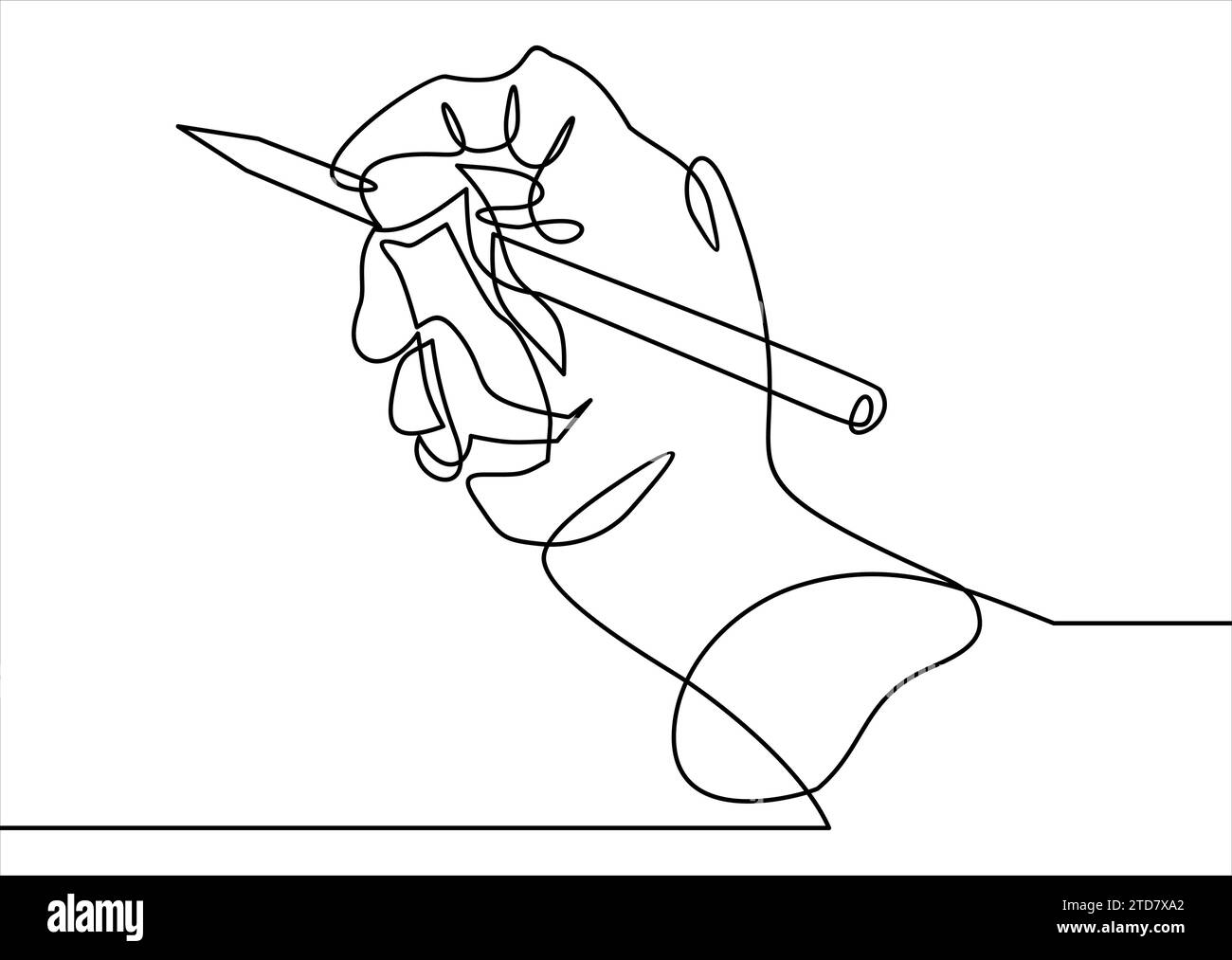 dessin en ligne continu de la ligne de dessin à la main avec l'illustration pencil.vector Illustration de Vecteur