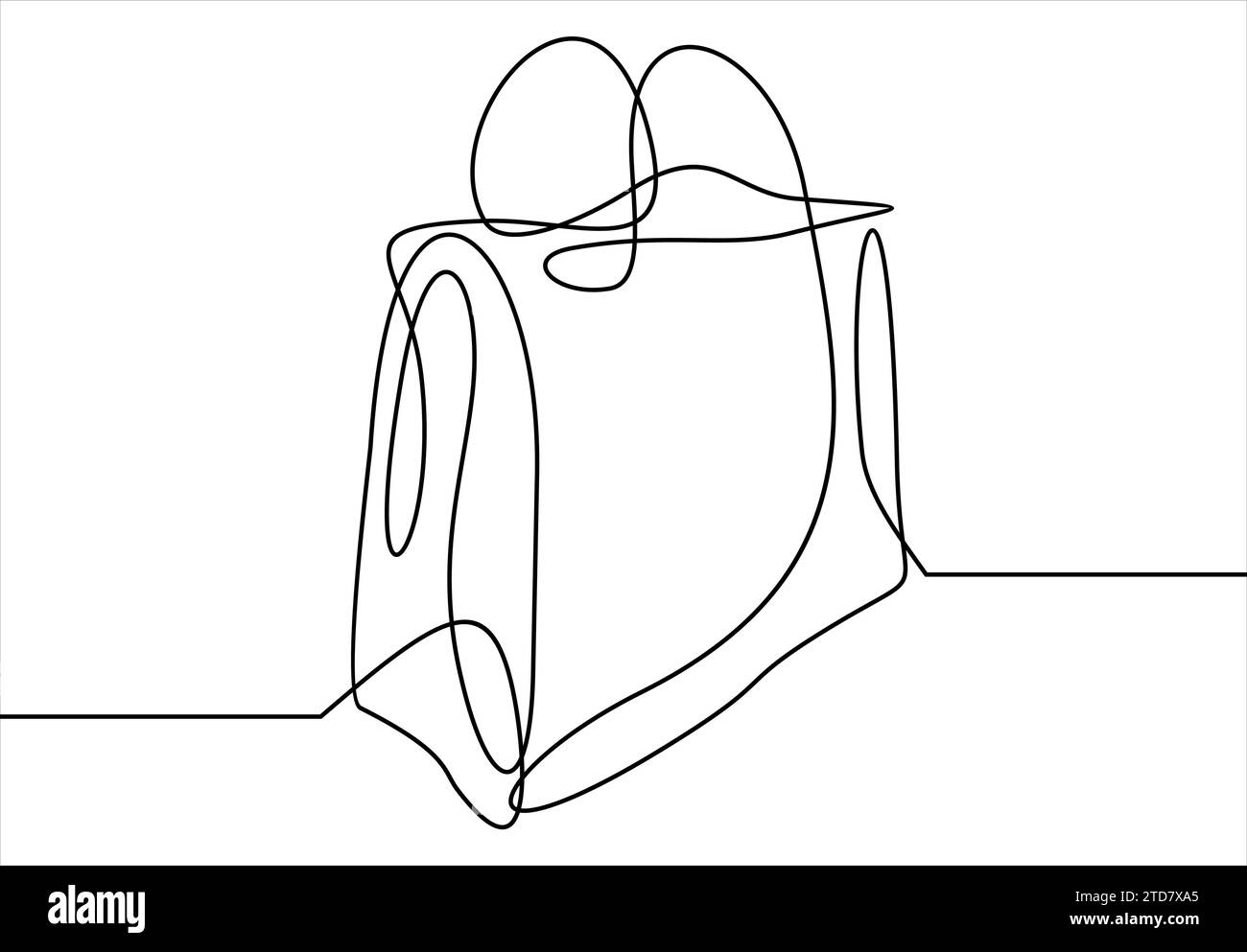 Un dessin de ligne continue.paquet pour le shopping.sac en papier. sac à provisions. Illustration de Vecteur