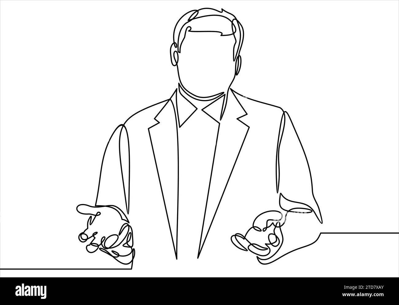 homme d'affaires dans la salle de conférence ou la salle de séminaire - dessin de ligne continu Illustration de Vecteur