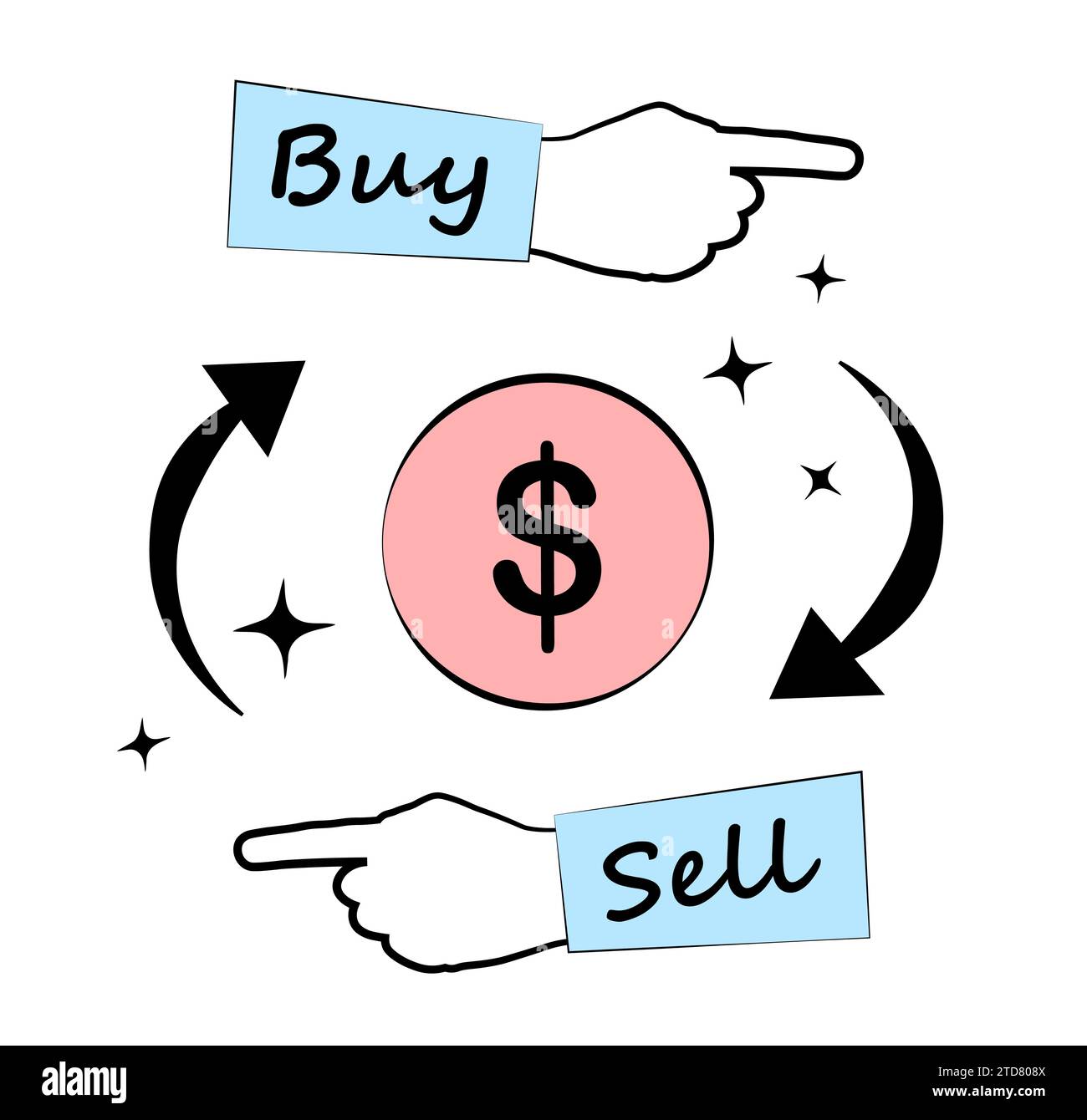 Achat et vente. La circulation de l'argent. C'est une affaire Illustration de Vecteur