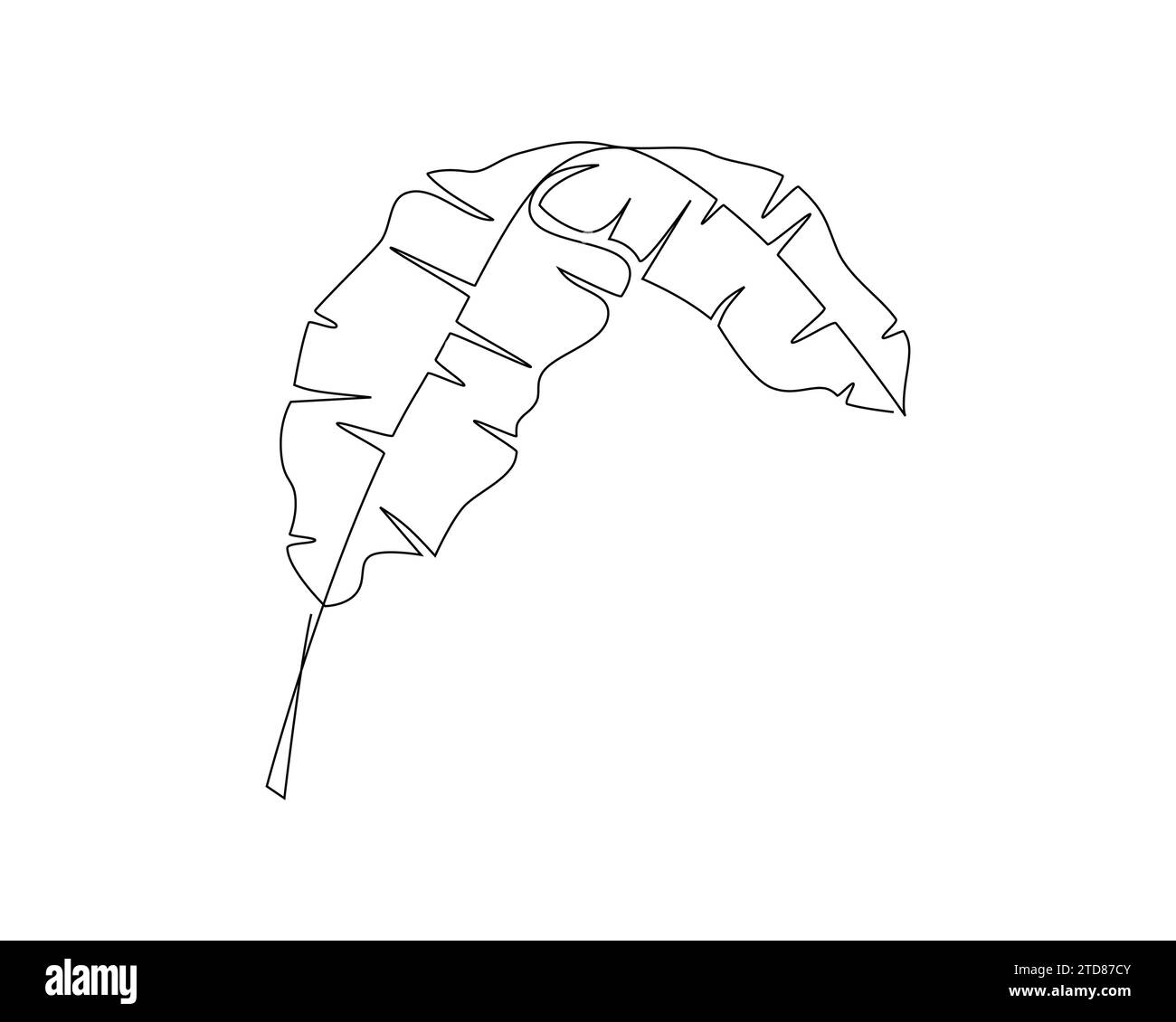 Continu un simple dessin de ligne abstraite simple d'icône de feuille tropicale en silhouette sur un fond blanc Illustration de Vecteur