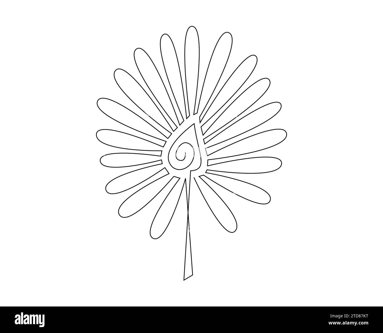 Continu un simple dessin de ligne abstraite simple d'une icône de fleur en silhouette sur un fond blanc. Linéaire stylisé. Illustration de Vecteur