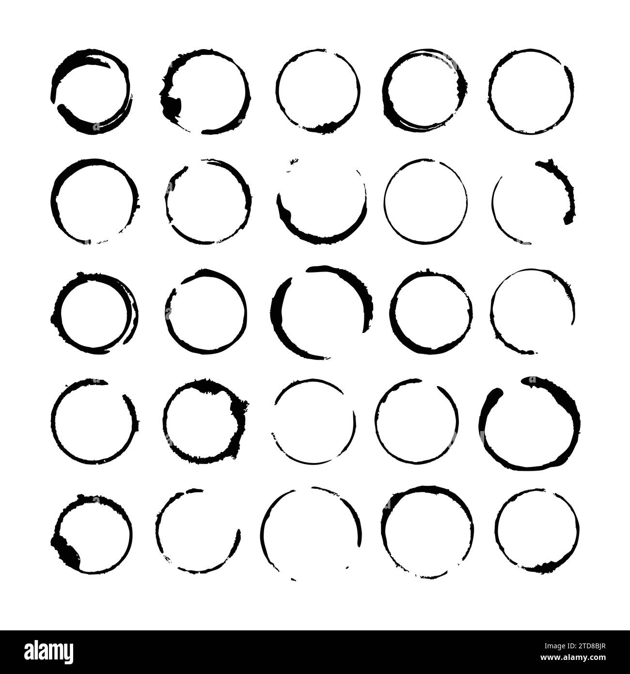 Ensemble de cercles dessinés à la main de pinceau grunge et des illustrations vectorielles de formes rondes. Illustration de Vecteur