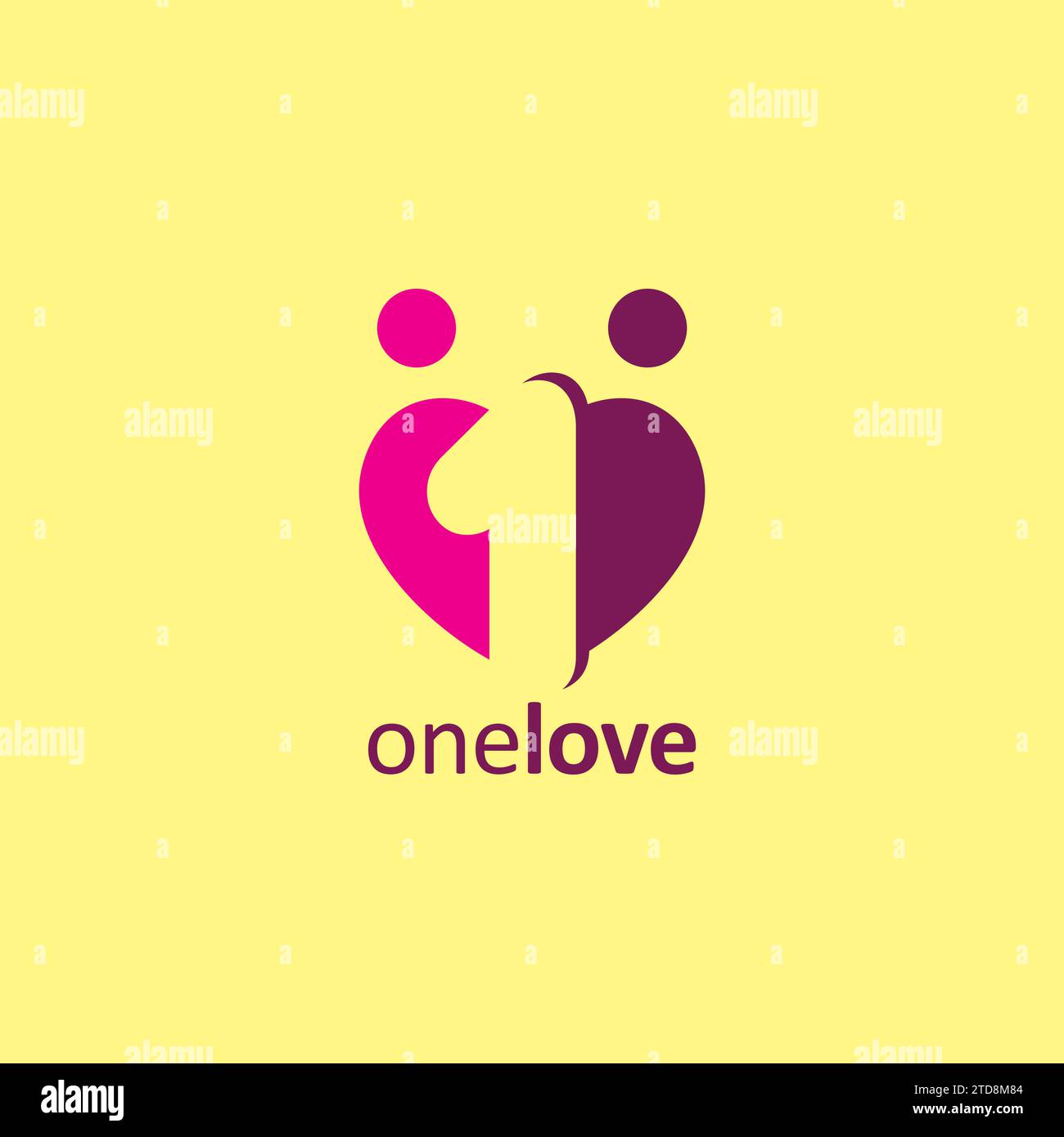 Logo One Love simple. Logo Love People. Une icône en forme de cœur Illustration de Vecteur