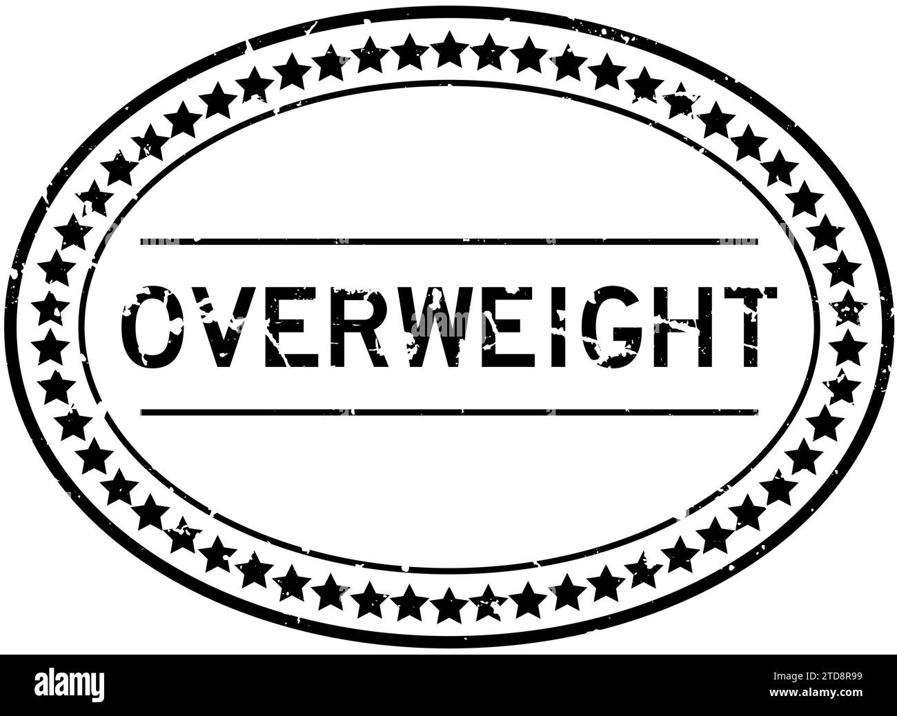 Grunge noir surpoids mot ovale joint d'étanchéité en caoutchouc sur blanc arrière-plan Illustration de Vecteur