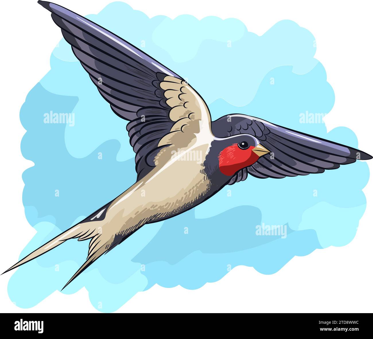 Hirondelle volante de dessin animé Illustration de Vecteur