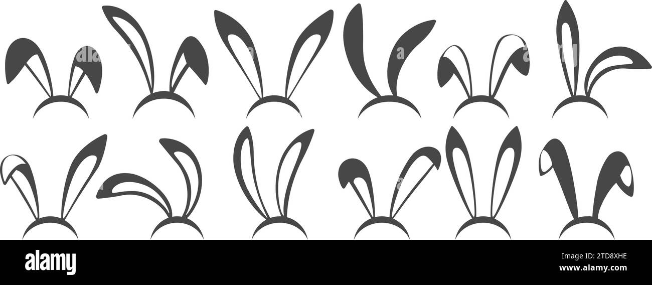 Jeu d'icônes de masque d'oreilles de lapin Illustration de Vecteur