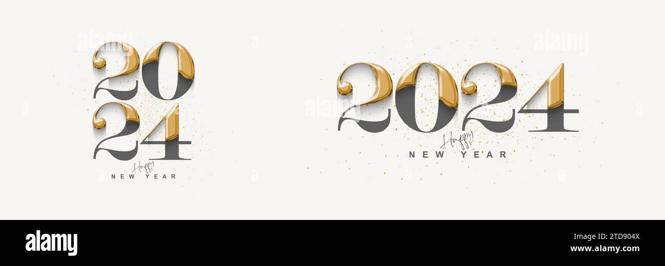Numéro classique 2024. Avec une forme unique et belle. Premium Vector