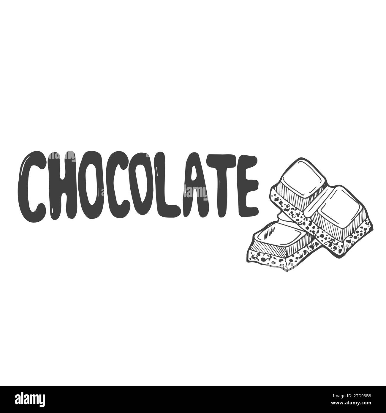 Signe de calligraphie chocolat. Lettrage à la main sur les bonbons, desserts - chocolat. Typographie vectorielle. Illustration de Vecteur