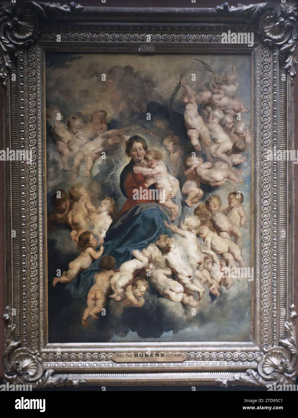 Paris (1e arr.), France la Vierge et l'enfant entourés des Saints innocents, ou Vierge aux anges, Pierre Paul Rubens, Musée du Louvre, religion, Art, Musée, Christianisme, peinture, France, Paris, Musée du Louvre : la Vierge (Rubens), Louvre, 17/05/1920 - 17/05/1920, Léon, Auguste, photographe, Autochrome, photo, verre, Autochrome, photo, positif, vertical, taille 9 x 12 cm Banque D'Images