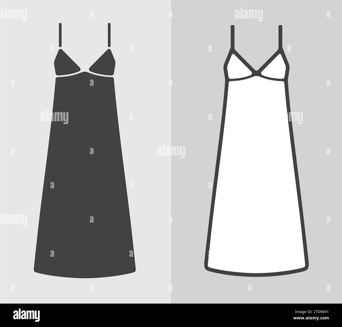 Icône de robe longue de sangle de femme sur un fond. Illustration vectorielle. Illustration de Vecteur