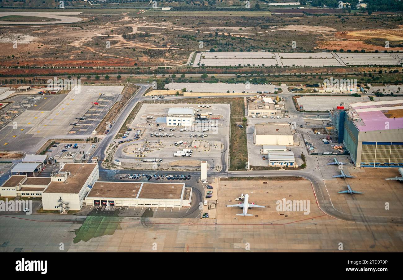 Zone des services terrestres de l'aéroport international. Vue aérienne. Banque D'Images