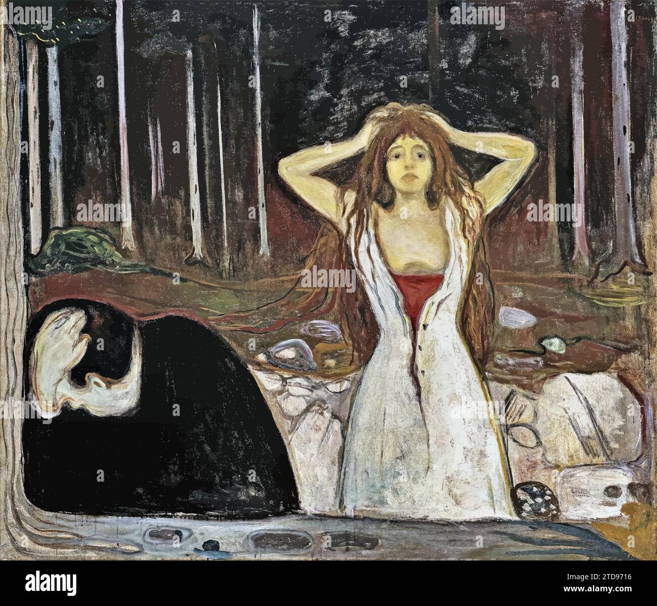Ashes, 1895 (huile sur toile) de Artist Munch, Edvard (1863-1944) / Norvégien. Illustration de Vecteur