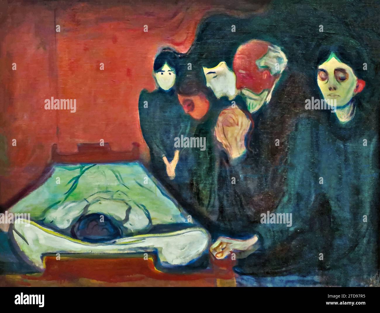 Au lit de mort, 1895 (peinture) de l'artiste Munch, Edvard (1863-1944) / Norvégien. Illustration de Vecteur