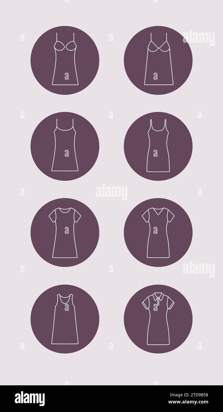 Icône de ligne de robe pour femme dans le cercle. Illustration vectorielle. Illustration de Vecteur