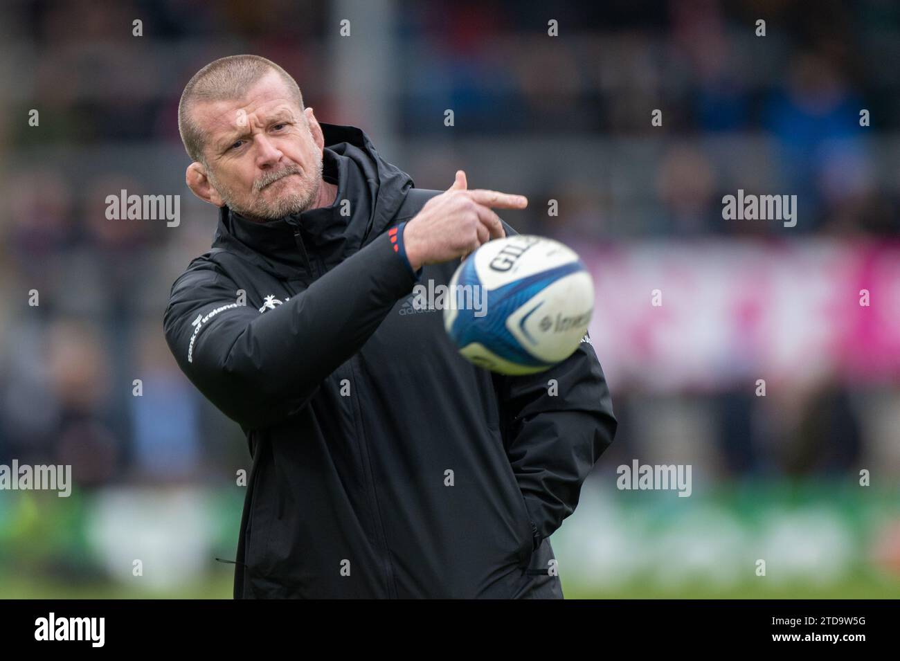 Graham Rowntree, entraîneur-chef de Munster, avant la coupe des Champions Investec, poule 3, match de la ronde 2 entre les chefs d'Exeter et Munster Rugby à Sandy Park à Exeter, Royaume-Uni, le 17 décembre 2023 (photo par Andrew SURMA/ crédit : SIPA USA/Alamy Live News Banque D'Images
