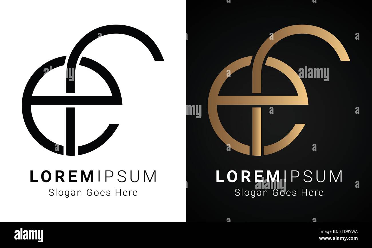 Design initial de luxe EF ou FE Monogram Text Letter logo Illustration de Vecteur