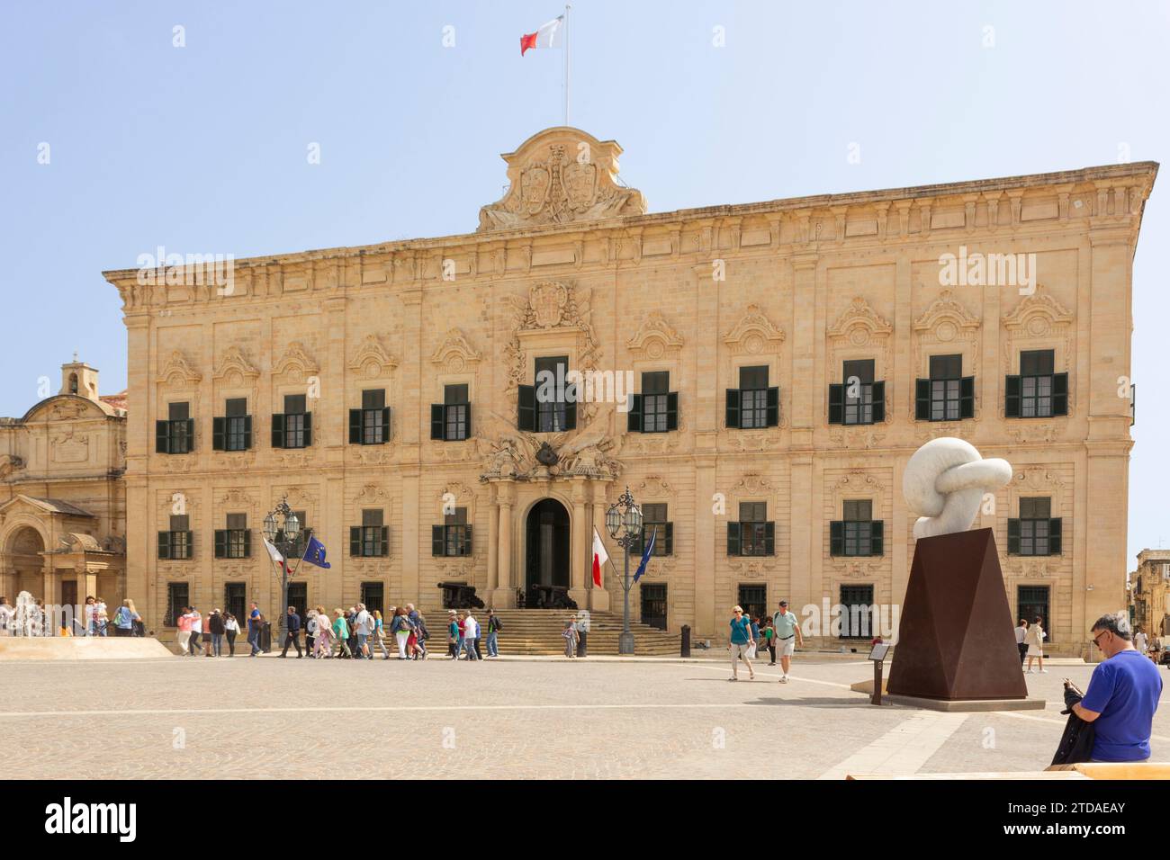 L'Auberge de Castille, Castille Square, la Valette, Malte. Bureau du Premier ministre de Malte. Banque D'Images
