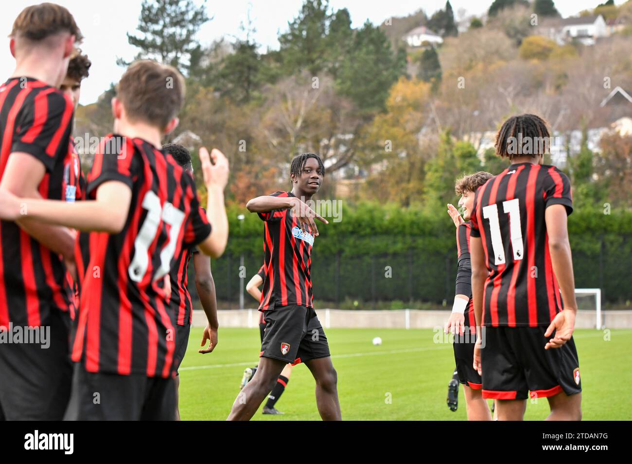 Swansea, pays de Galles. 25 novembre 2023. Action du match de la coupe de la Ligue de développement professionnel des moins de 16 ans entre Swansea City et AFC Bournemouth à la Swansea City Academy à Swansea, pays de Galles, Royaume-Uni le 25 novembre 2023. Crédit : Duncan Thomas/Majestic Media. Banque D'Images