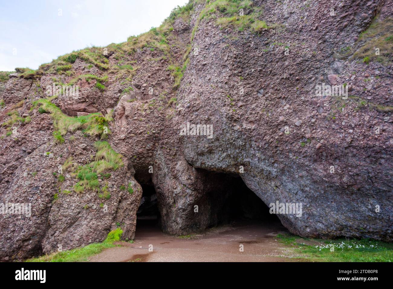 Grottes de Cushendun. Comté d'Antrim, Irlande du Nord. Banque D'Images