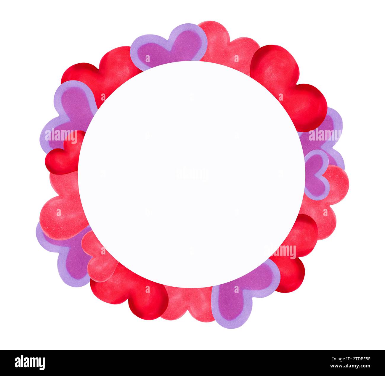 Cadre abstrait avec coeurs roses et place pour le texte. Frontière pour la Saint-Valentin, la journée des célibataires, des amis, des copines. Illustration de l'aquarelle et du marqueur Banque D'Images