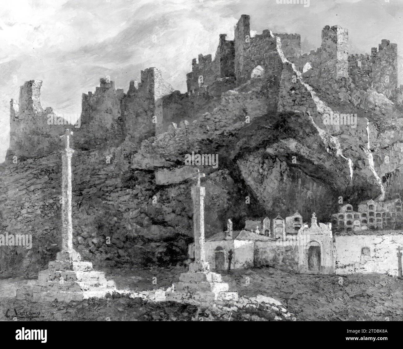 'Ruines et mort', paysage de Montánchez (Cáceres), peint en 1926 -. Crédit : Album / Archivo ABC Banque D'Images