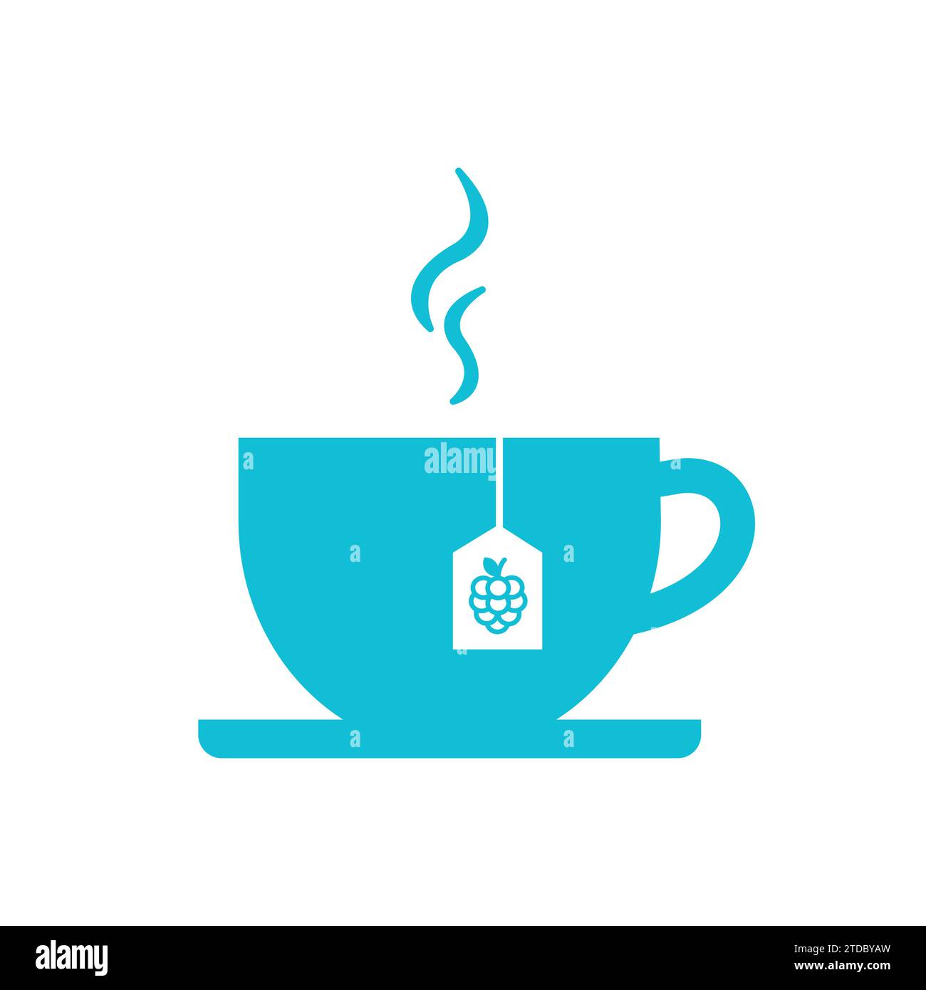 Tasse de thé chaud d'hiver framboise. À partir du jeu d'icônes bleues. Illustration de Vecteur