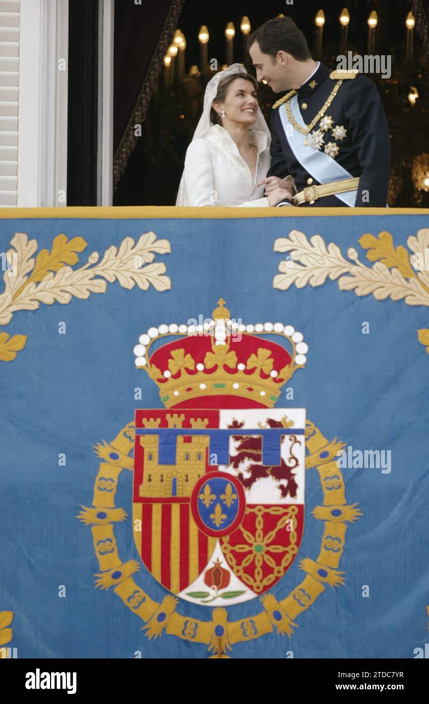 Madrid, 22 mai 2004. Mariage de SAR le Prince Felipe et Mme Letizia Ortiz Rocasolano. Photo : Ignacio Gil. Crédit : Album / Archivo ABC / Ignacio Gil Banque D'Images