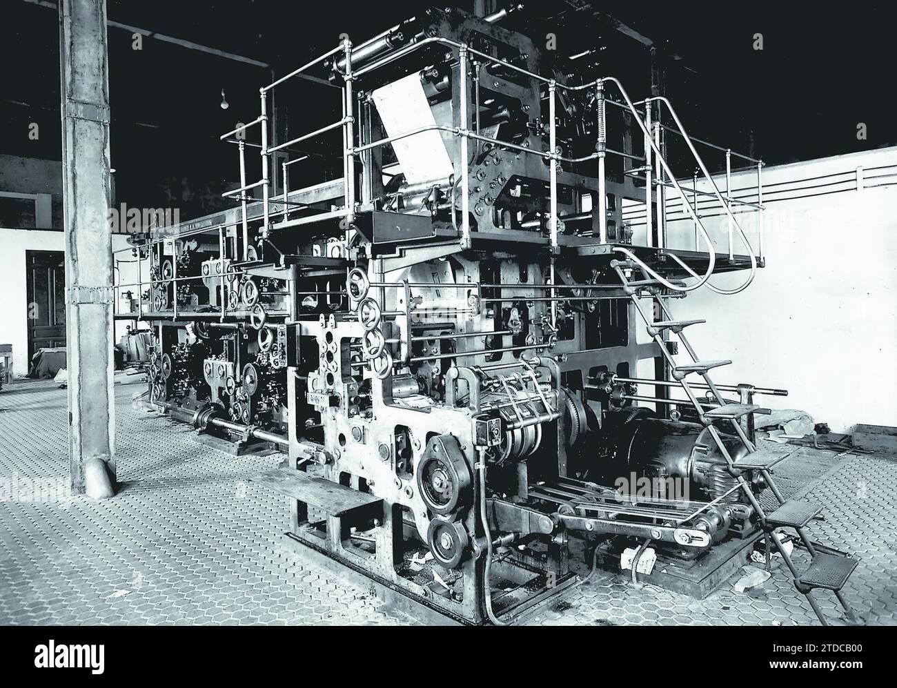 01/01/1929. Première presse rotative installée pour imprimer les pages de texte de ABC de Sevilla. La gravure a été faite sur les presses rotatives à Madrid. Crédit : Album / Archivo ABC / Serrano Banque D'Images