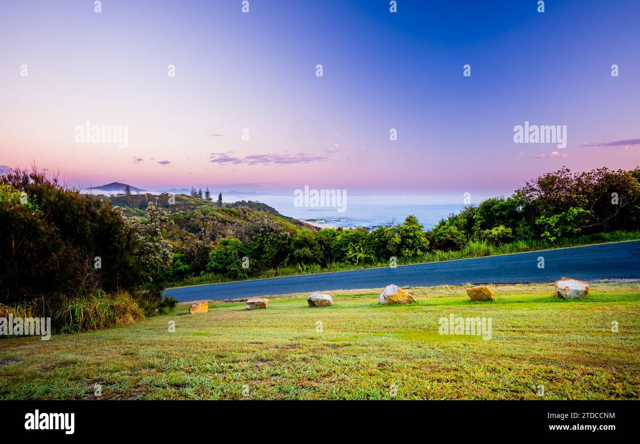 Vue matinale au Captain Cook Lookout Banque D'Images