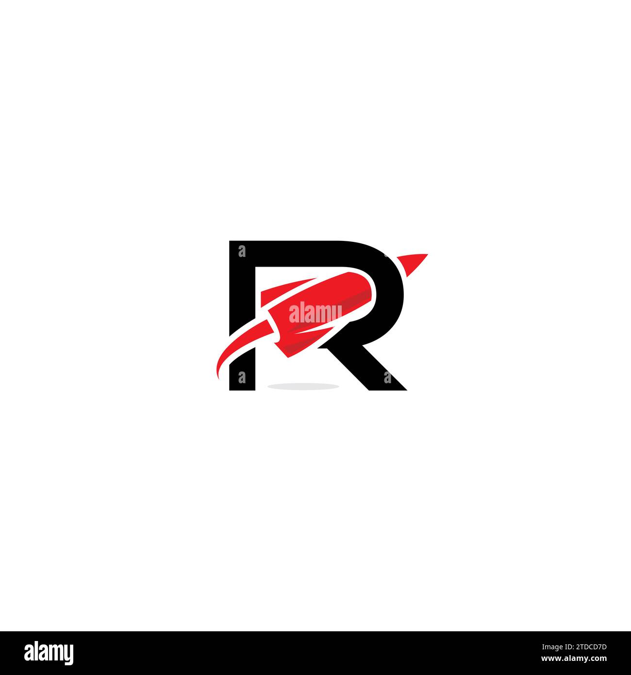 R Rocket logo simple. Icône de la lettre R. Illustration de Vecteur