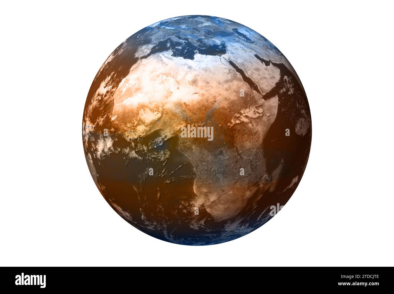 Planète Terre avec nuages bleus et bruns, Europe, une partie de l'Asie et l'Afrique . Planète Terre avec quelques nuages. Vue Amérique Banque D'Images