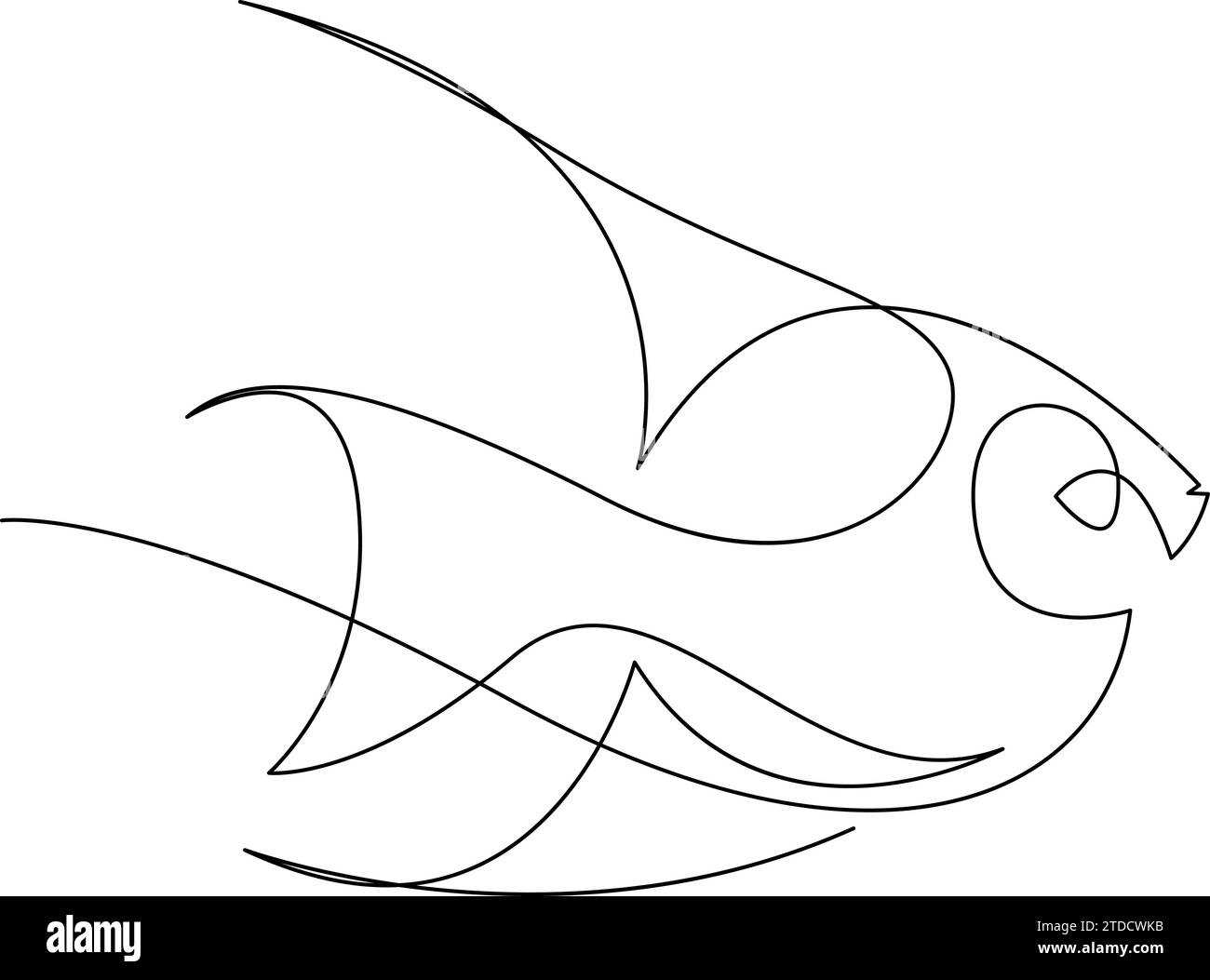 Silhouette à motif poisson d'une ligne. Conception de logo. Illustration vectorielle de style minimalisme dessiné à la main Illustration de Vecteur