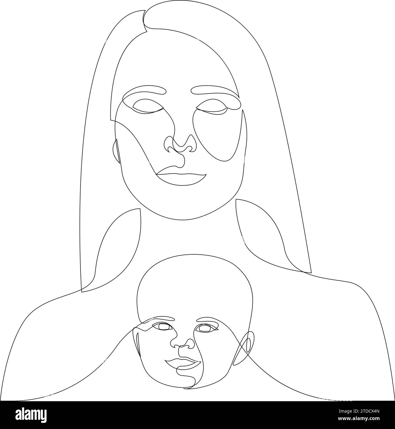 Immaturité du concept infantilistique tracé par trait continu simple. Illustration vectorielle de ligne minimaliste d'une femme avec le visage de bébé à l'intérieur. Cognitiv Illustration de Vecteur