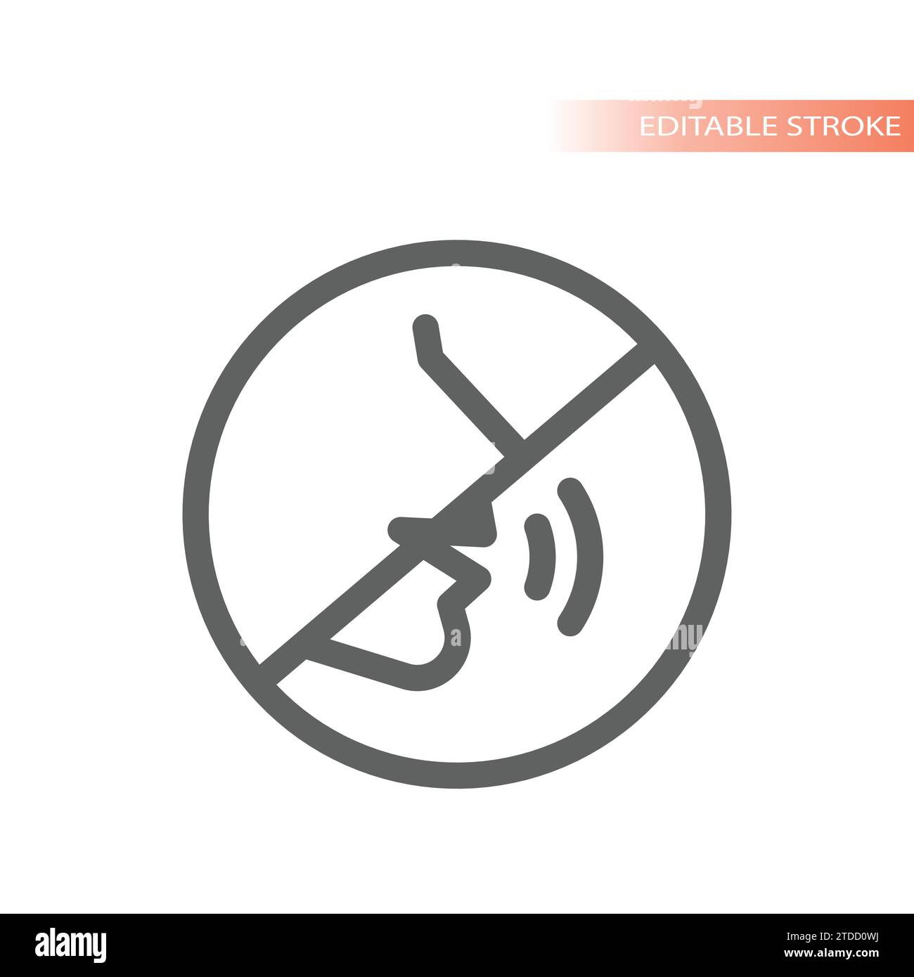 Pas de parler et parler, signe vectoriel de ligne silencieuse. Conserver l'icône d'avertissement et d'interdiction de silence. Illustration de Vecteur