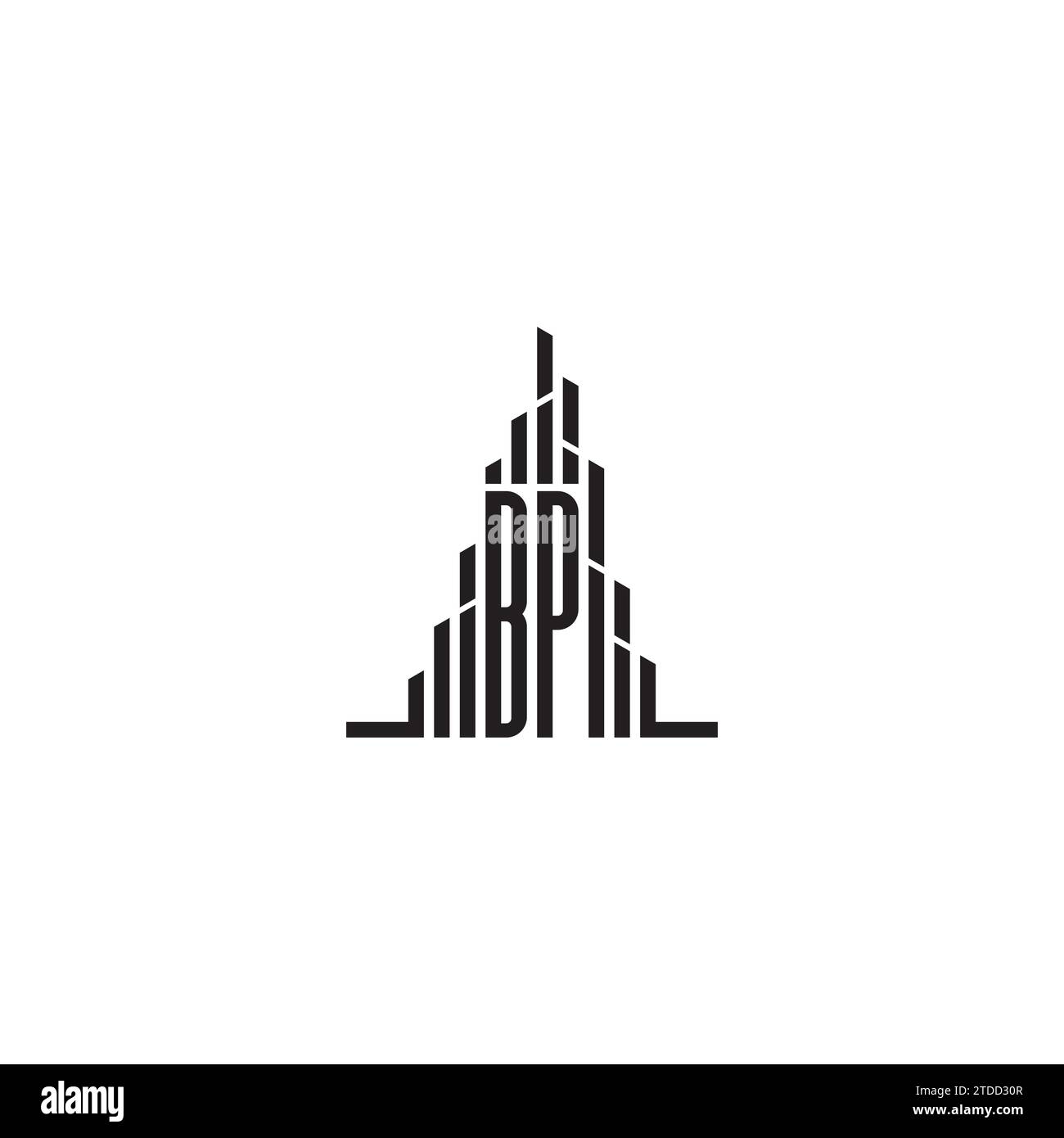 Concept initial de logo de gratte-ciel BP dans la conception professionnelle de haute qualité qui imprimera bien sur tous les supports d'impression Illustration de Vecteur