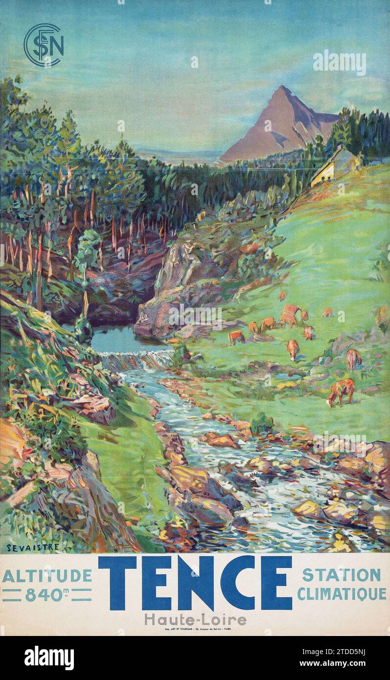 Affiche Vintage Tence Haute-Loire - Poster 50x75 Cm - Reproduction Haute Qualité - Neuf Sous Emballage