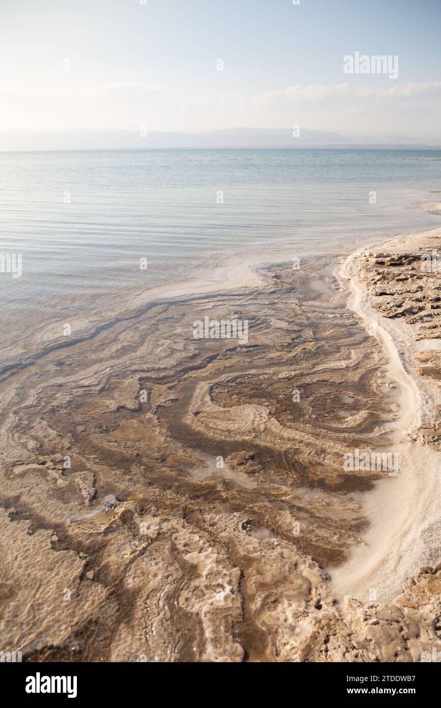 Formations salines trouvées sur la plage de la mer Morte, Jordanie Banque D'Images