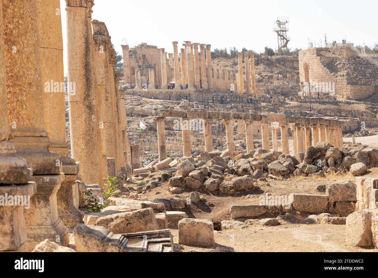 Ruines antiques de Jerash pendant une journée ensoleillée, Jordanie Banque D'Images