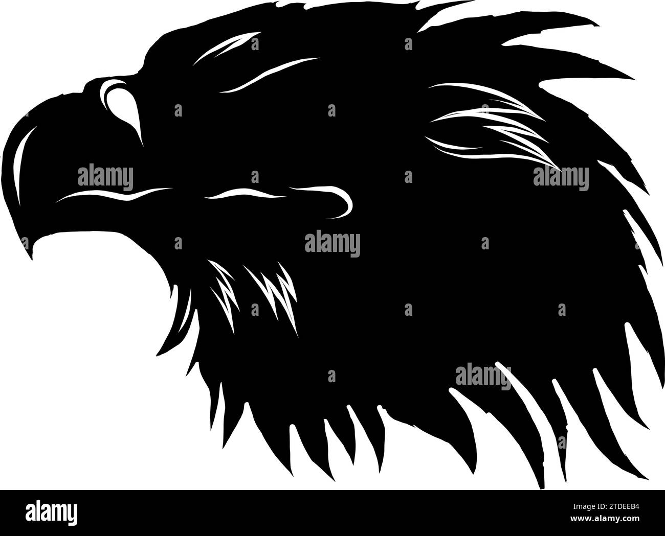 silhouette noire de vecteur d'aigle de tête avec chapeau de sorcier Illustration de Vecteur